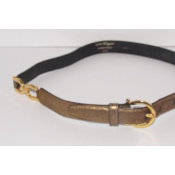 Salvatore Ferragamo Gold Leather Gancini Belt